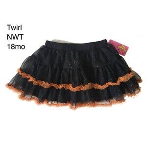 Toddler Girls Halloween Sparkle Tutu Skirt Size 18 mo Black Orange Ballet Layers